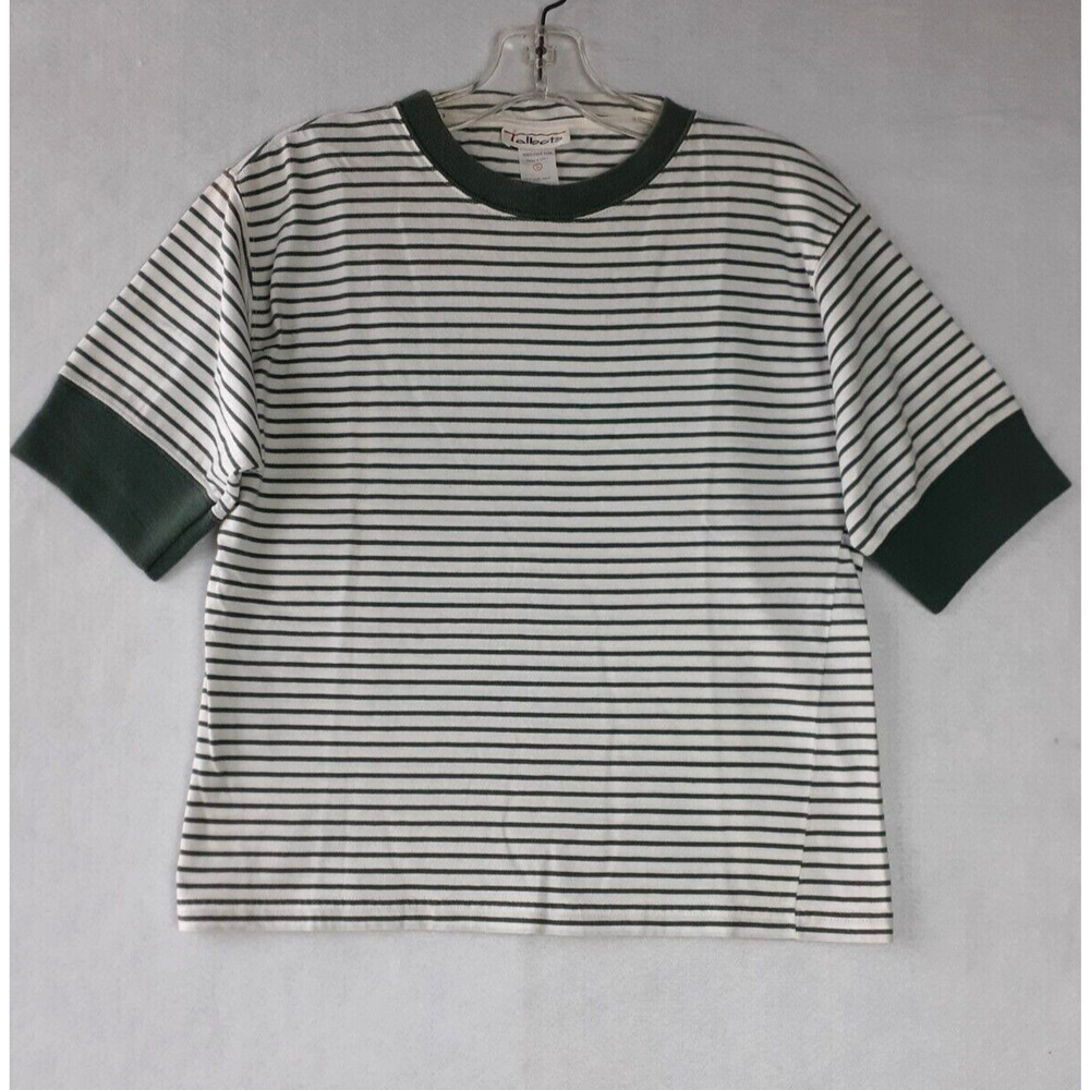 TALBOTS Vintage Classic Stripe 100% Cotton Top T-Shirt Women S Made Italy NWOT